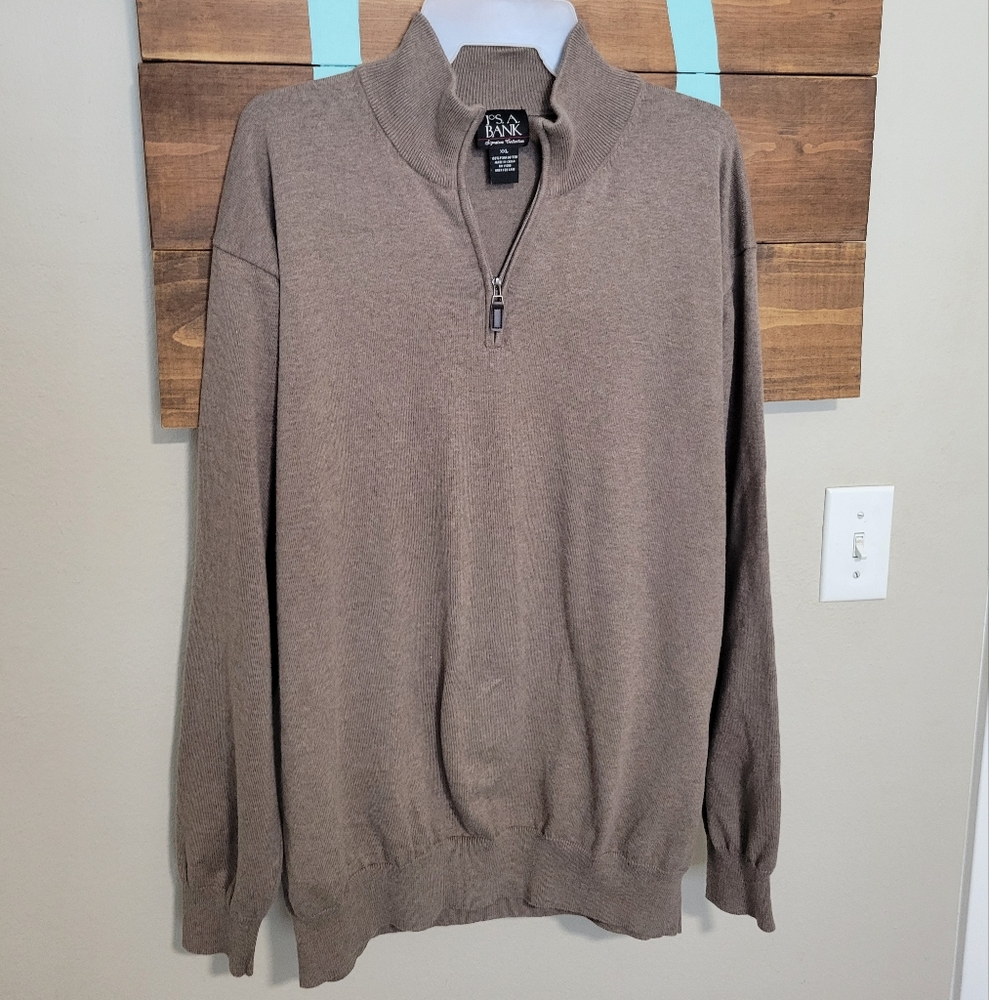 Jos. A Bank Signature Collection Brown Zip Up Sweater Classic Knit Design XXL
